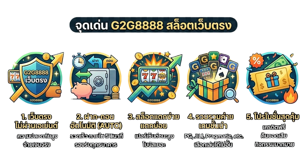 จุดเด่นที่ทำให้ จี2จี8888 สล็อตเว็บตรง แตกต่างจากที่อื่น